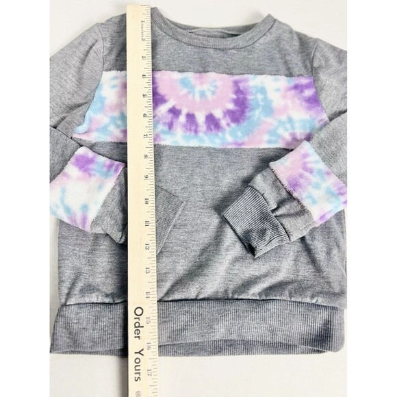 BCBG Lounge Set Girls Extra Small Gray Tie Dye Plush Sweatshirt Jogger Pants - Picture 10 of 16
